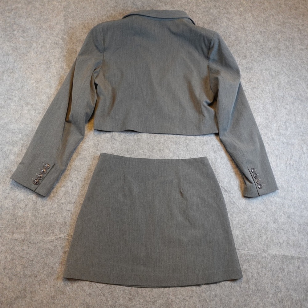 Djerf Avenue It Blazer Skirt Set Women Small Grey Cropped Jacket Mini Skirt - Picture 4 of 11